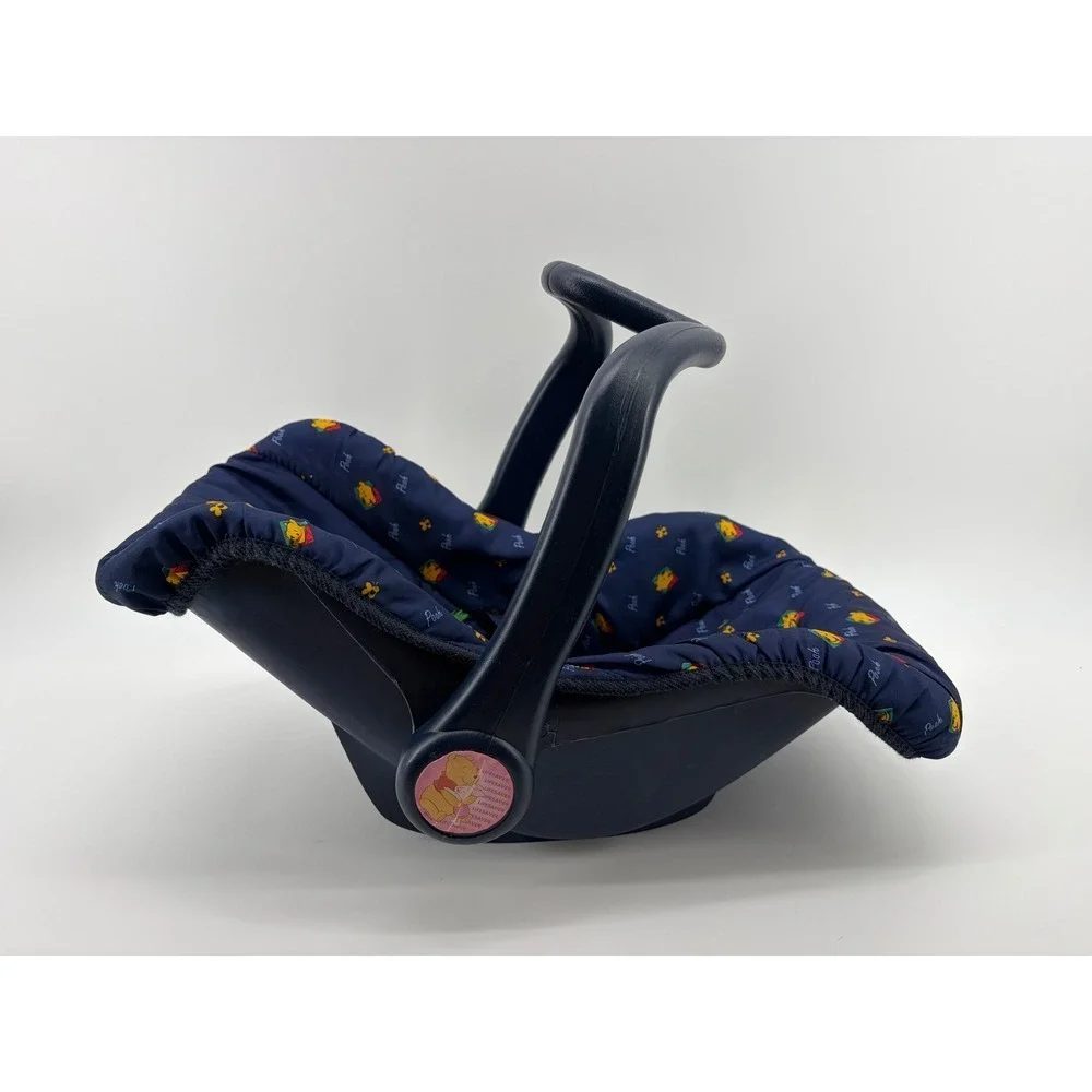 Vintage Disney Winnie‎ the Pooh Doll Car Seat Carrier Kids OS Navy Blue Toy